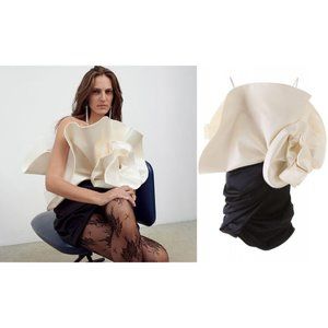 Magda Butrym Cream and Black Mini Dress